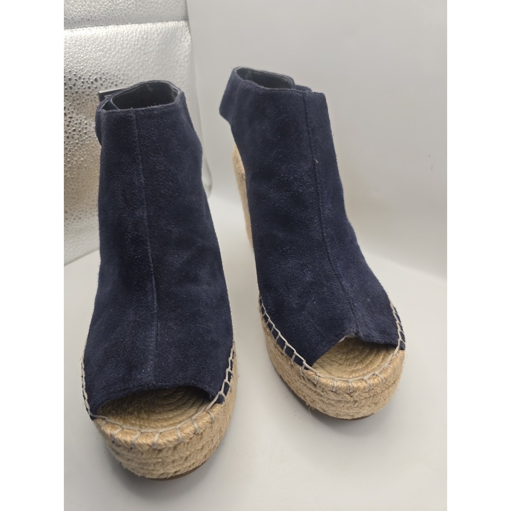 Kenneth Cole Olivia Espadrille Wedge Sandal Navy Suede Platform Size 8.5M